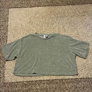 Divided Green Boxy Crop Top Short Sleeve